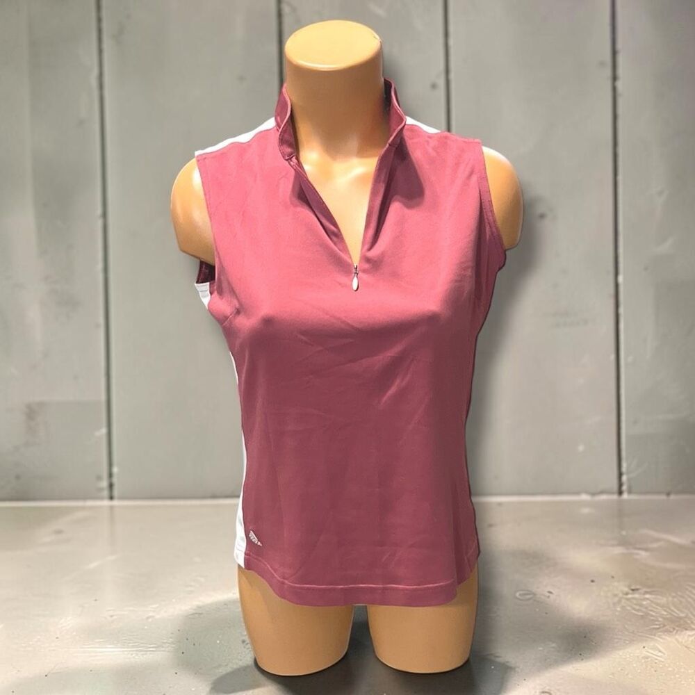☑️ Adidas ClimaCool Pink Sleeveless Quarter Zip Athletic Top Small